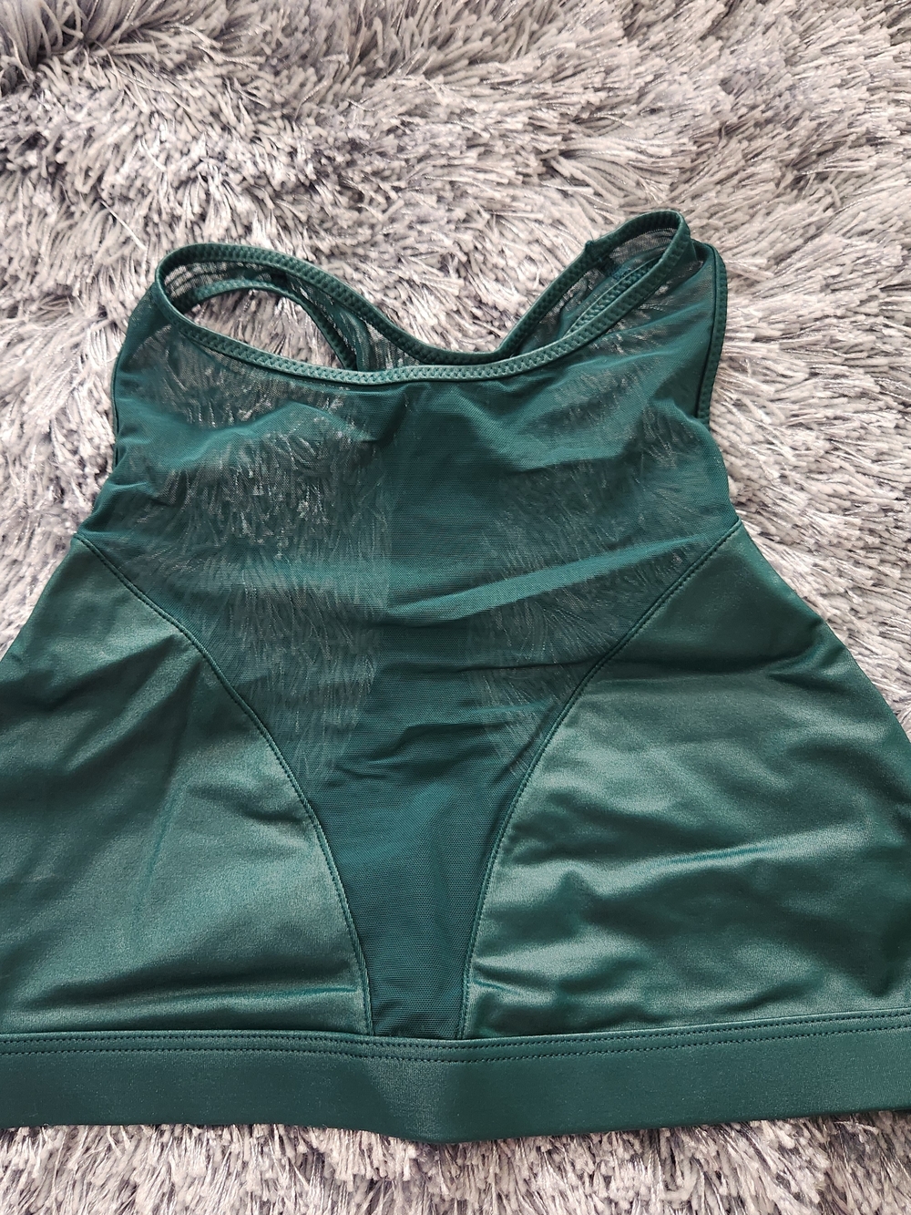 Victoria Sport Emerald Green High Neck Racerback Mesh Detail Sports Bra